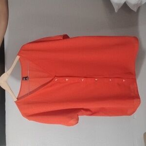 Vibrant Orange Button-Down Shirt for Women